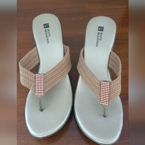 White Mountain Tan and Silver Sandals